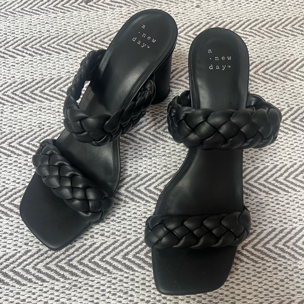A New Day Women's Black Braided Heels
